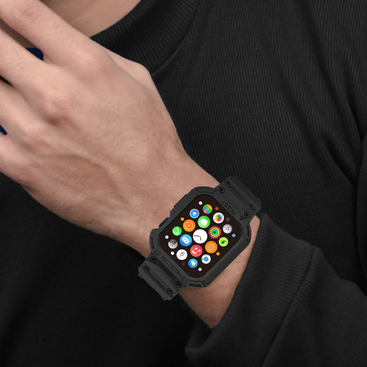 Integrated TPU Watch Band For Apple Watch Series 8&7 45mm / SE 2&6&SE&5&4 44mm / 3&2&1 42mm(Black) by buy2fix