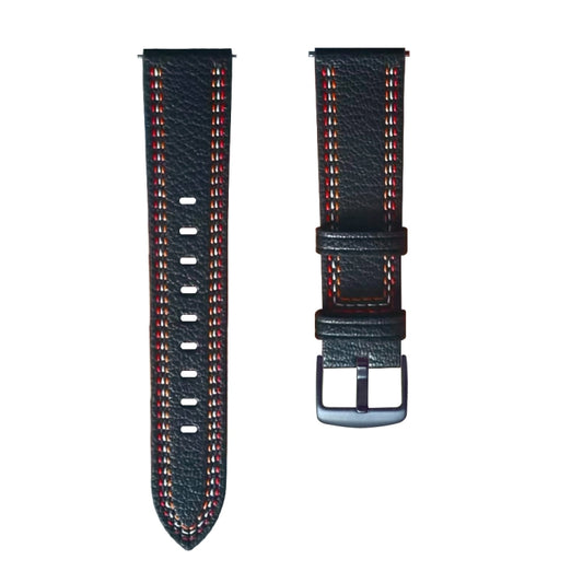For Huawei Watch GT 3 46mm / GT Runner 22mm Tricolor Stitching Genuine Leather Watch Band(Black) - Watch Bands by buy2fix | Online Shopping UK | buy2fix