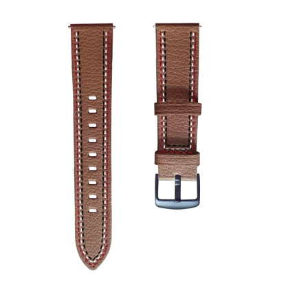 For Huawei Watch GT 3 46mm / GT Runner 22mm Tricolor Stitching Genuine Leather Watch Band(Brown) by buy2fix