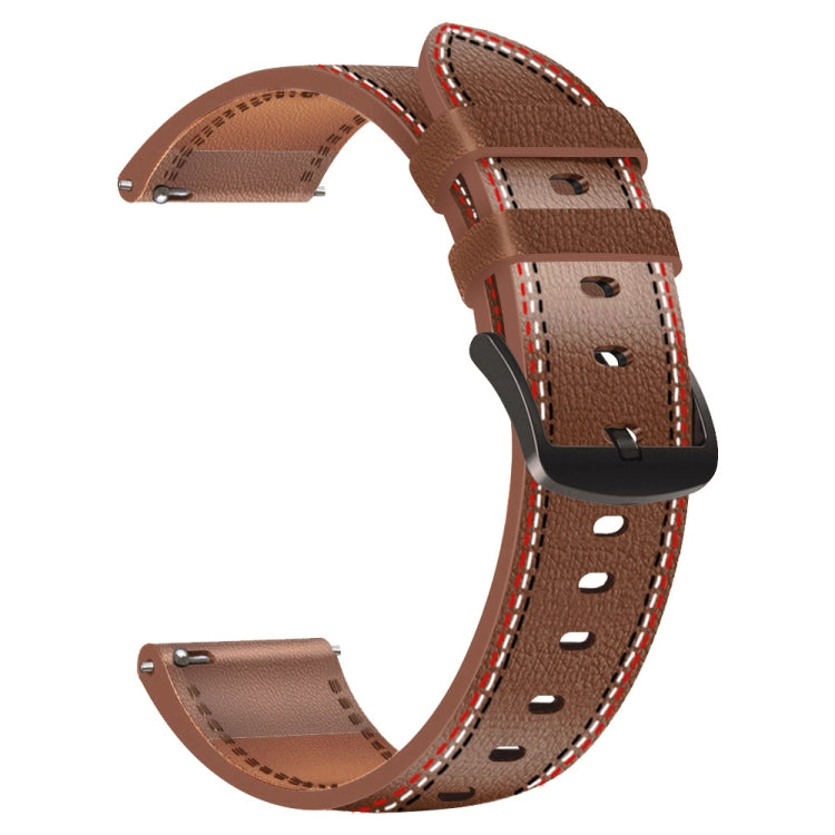 For Huawei Watch GT 3 46mm / GT Runner 22mm Tricolor Stitching Genuine Leather Watch Band(Brown) by buy2fix