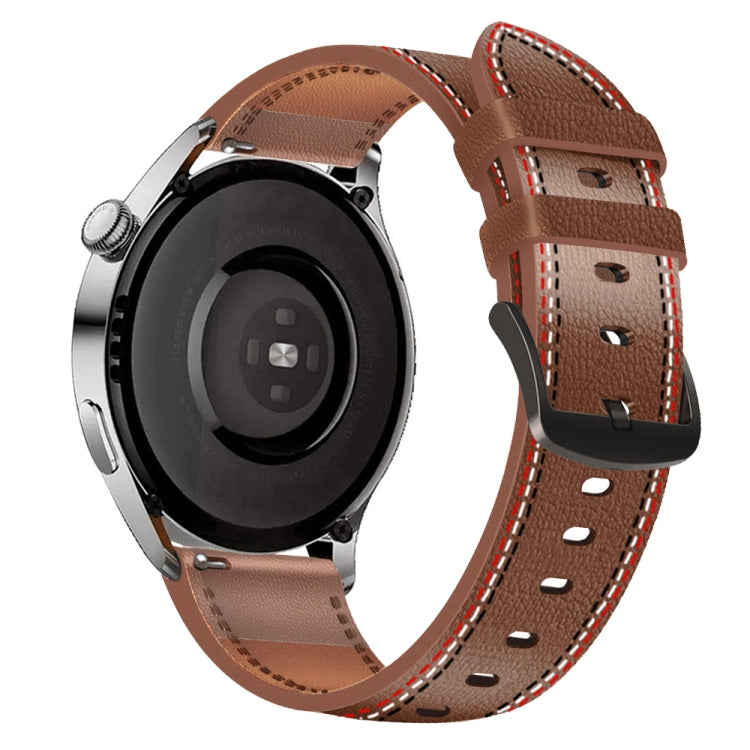 For Huawei Watch GT 3 46mm / GT Runner 22mm Tricolor Stitching Genuine Leather Watch Band(Brown) by buy2fix
