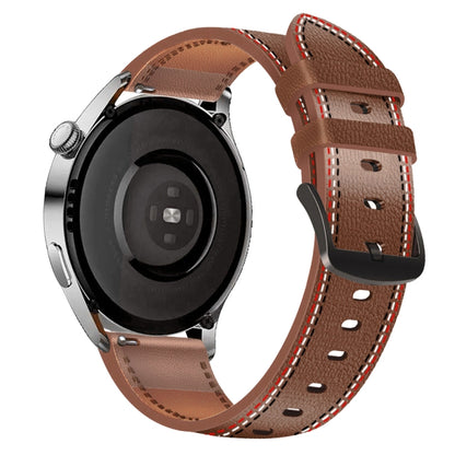 For Huawei Watch GT 3 46mm / GT Runner 22mm Tricolor Stitching Genuine Leather Watch Band(Brown) by buy2fix