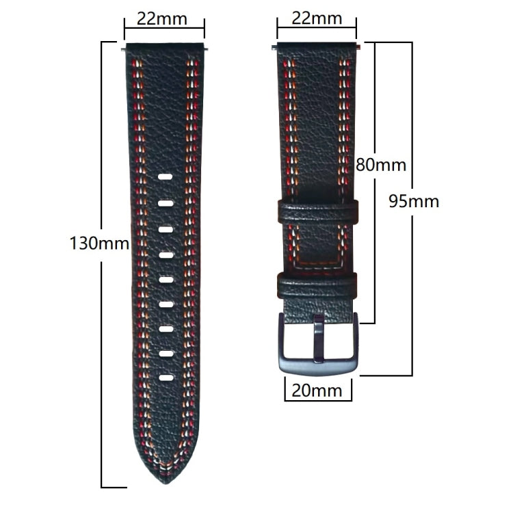 For Huawei Watch GT 3 46mm / GT Runner 22mm Tricolor Stitching Genuine Leather Watch Band(Brown) by buy2fix