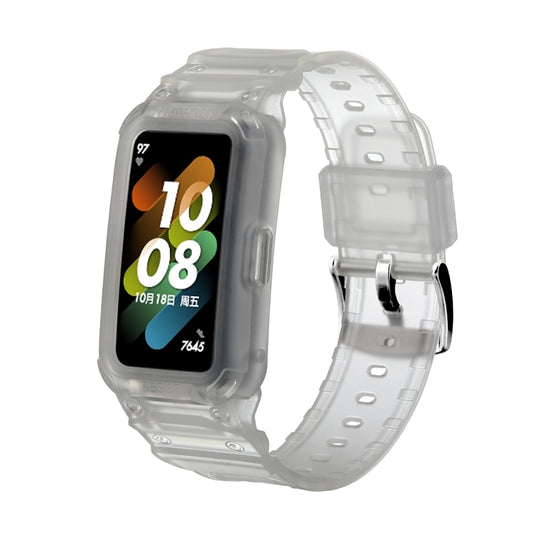 For Huawei Band 7 / 6 / Honor Band 6 Integrated TPU Watch Band(Frosted Transparent) by buy2fix