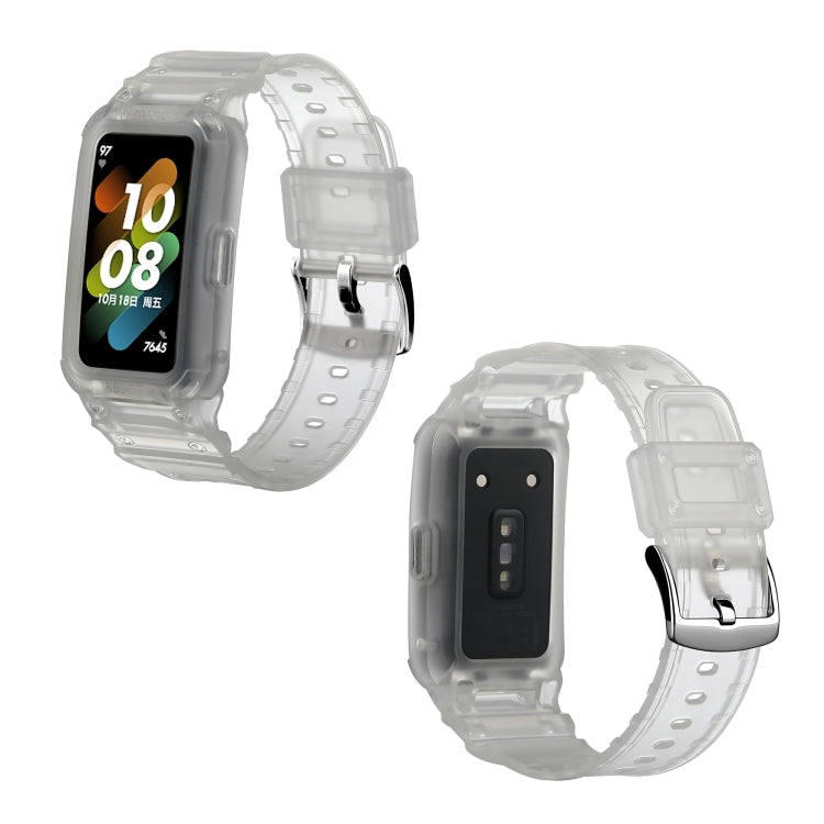 For Huawei Band 7 / 6 / Honor Band 6 Integrated TPU Watch Band(Frosted Transparent) by buy2fix