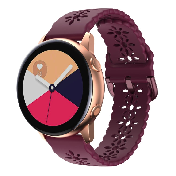 For Huawei Watch GT 3 Pro 22mm Plum Blossom Hollowed Silicone Watch Band(Wine Red) by buy2fix