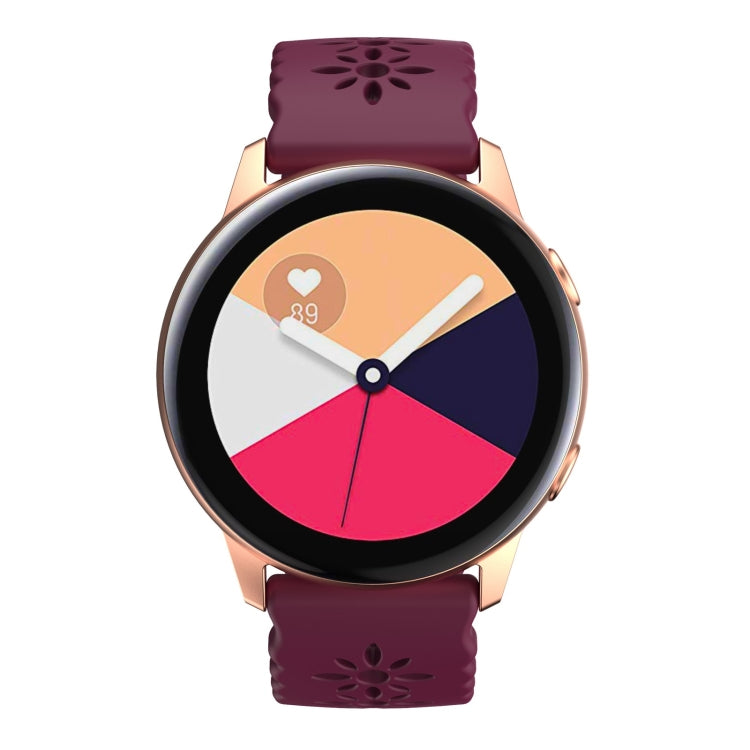 For Huawei Watch GT 3 Pro 22mm Plum Blossom Hollowed Silicone Watch Band(Wine Red) by buy2fix