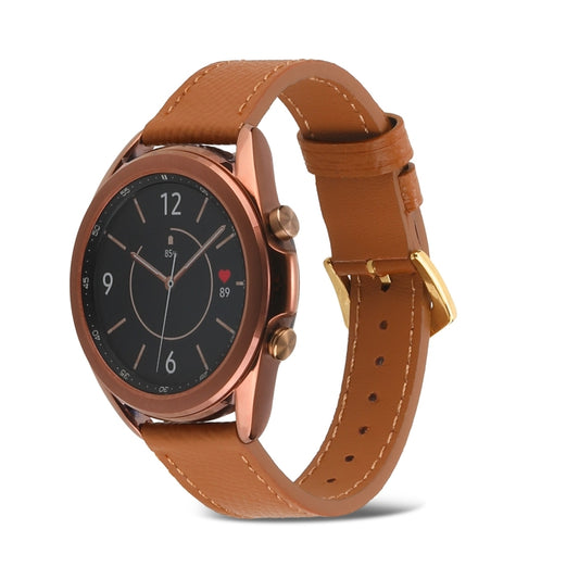 For Samsung Galaxy Watch4 20mm Genuine Leather Watch Band(Brown) - Watch Bands by buy2fix | Online Shopping UK | buy2fix