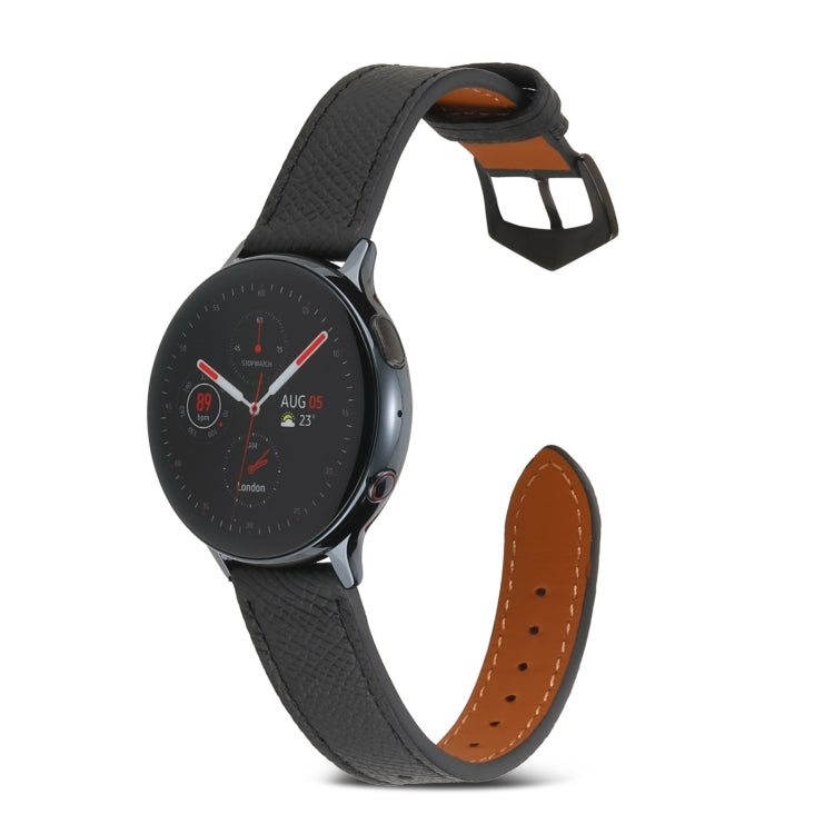 For Samsung Galaxy Watch4 20mm Genuine Leather Watch Band(Black) - Watch Bands by buy2fix | Online Shopping UK | buy2fix