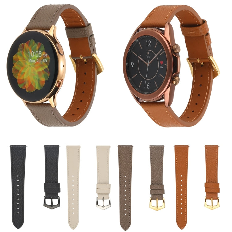 For Samsung Galaxy Watch4 20mm Genuine Leather Watch Band(Brown) - Watch Bands by buy2fix | Online Shopping UK | buy2fix
