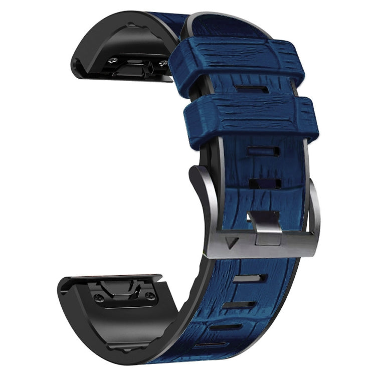 For Garmin Fenix 7/6 Pro/5 Plus 22mm Crocodile Texture Silicone Leather Watch Band(Blue) by buy2fix