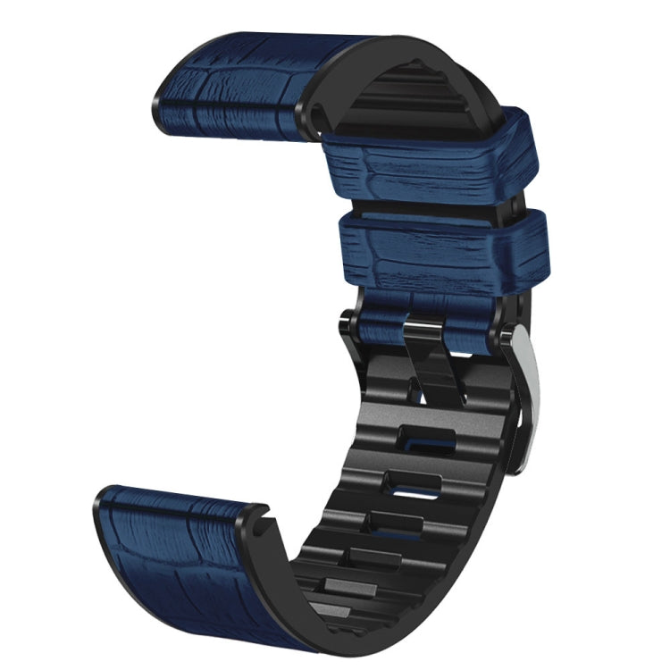 For Garmin Fenix 7/6 Pro/5 Plus 22mm Crocodile Texture Silicone Leather Watch Band(Blue) by buy2fix