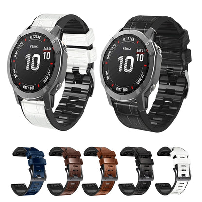 For Garmin Fenix 7/6 Pro/5 Plus 22mm Crocodile Texture Silicone Leather Watch Band(Blue) by buy2fix