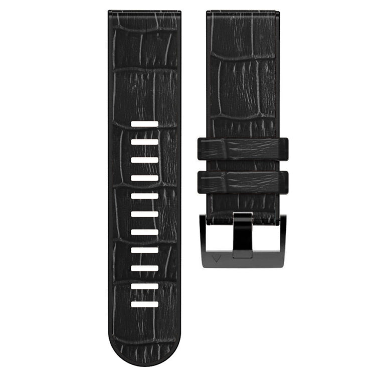 For Garmin Fenix 7X/6X Pro/Tactix 7 26mm Crocodile Texture Silicone Leather Watch Band(Black) - Watch Bands by buy2fix | Online Shopping UK | buy2fix