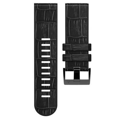 For Garmin Fenix 7X/6X Pro/Tactix 7 26mm Crocodile Texture Silicone Leather Watch Band(Black) - Watch Bands by buy2fix | Online Shopping UK | buy2fix