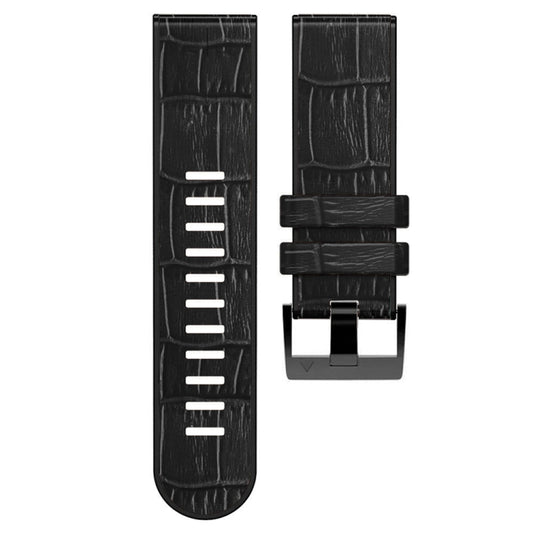 For Garmin Fenix 7X/6X Pro/Tactix 7 26mm Crocodile Texture Silicone Leather Watch Band(Black) - Watch Bands by buy2fix | Online Shopping UK | buy2fix