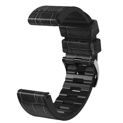 For Garmin Fenix 7X/6X Pro/Tactix 7 26mm Crocodile Texture Silicone Leather Watch Band(Black) - Watch Bands by buy2fix | Online Shopping UK | buy2fix