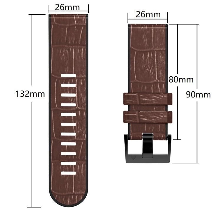 For Garmin Fenix 7X/6X Pro/Tactix 7 26mm Crocodile Texture Silicone Leather Watch Band(Black) - Watch Bands by buy2fix | Online Shopping UK | buy2fix