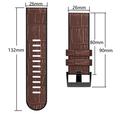 For Garmin Fenix 7X/6X Pro/Tactix 7 26mm Crocodile Texture Silicone Leather Watch Band(Black) - Watch Bands by buy2fix | Online Shopping UK | buy2fix