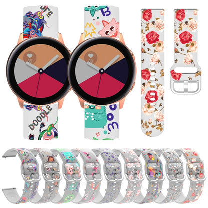 For Samsung Galaxy Watch4 20mm Transparent Printed TPU Silicone Watch Band(7) - Watch Bands by buy2fix | Online Shopping UK | buy2fix