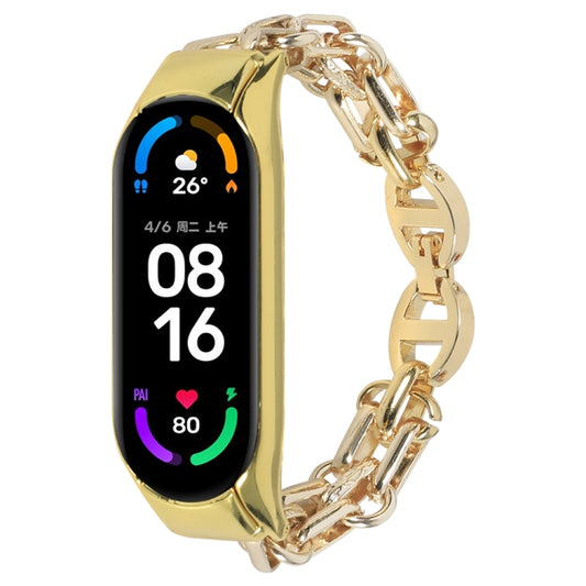 For Xiaomi Mi Band 6 / 5 Metal Chain Stainless Steel Watch Band(Gold) - Watch Bands by buy2fix | Online Shopping UK | buy2fix