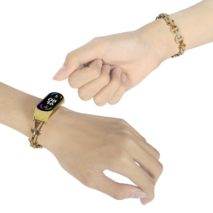For Xiaomi Mi Band 6 / 5 Metal Chain Stainless Steel Watch Band(Gold) - Watch Bands by buy2fix | Online Shopping UK | buy2fix