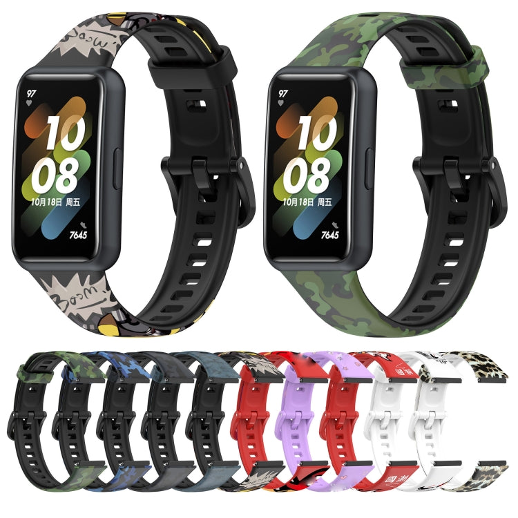 For Huawei Band 7 TPU Watch Band(Camouflage Blue) by buy2fix