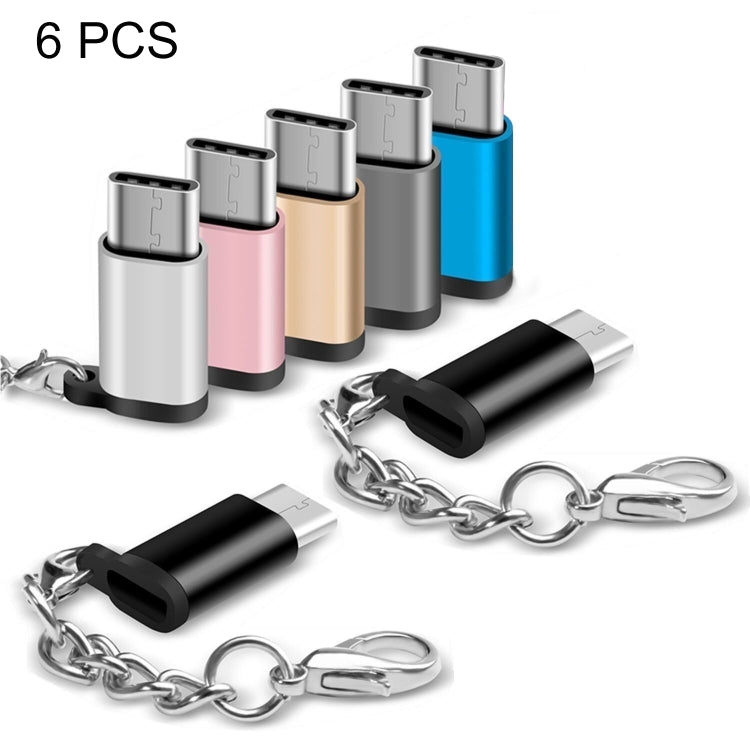 6 PCS Micro USB Female to USB-C / Type-C Male Connector Adapter Random Delivery by buy2fix