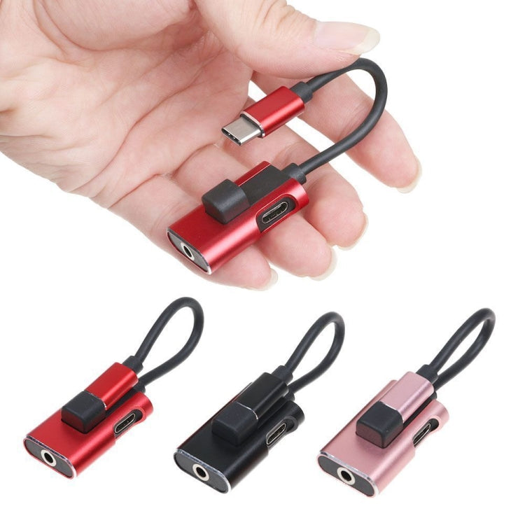 2 in 1 USB-C / Type-C to USB-C / Type-C 3.5mm Jack Audio Adapter Cable(Black) by buy2fix