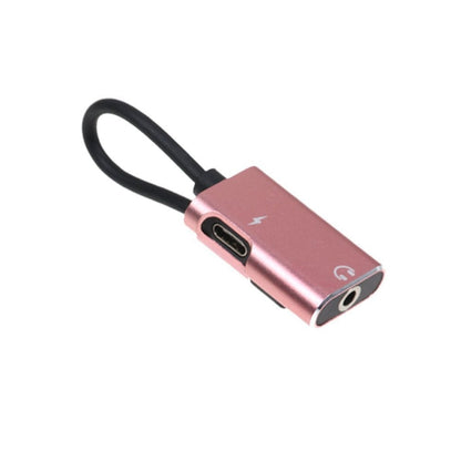 2 in 1 USB-C / Type-C to USB-C / Type-C 3.5mm Jack Audio Adapter Cable(Rose Gold) by buy2fix