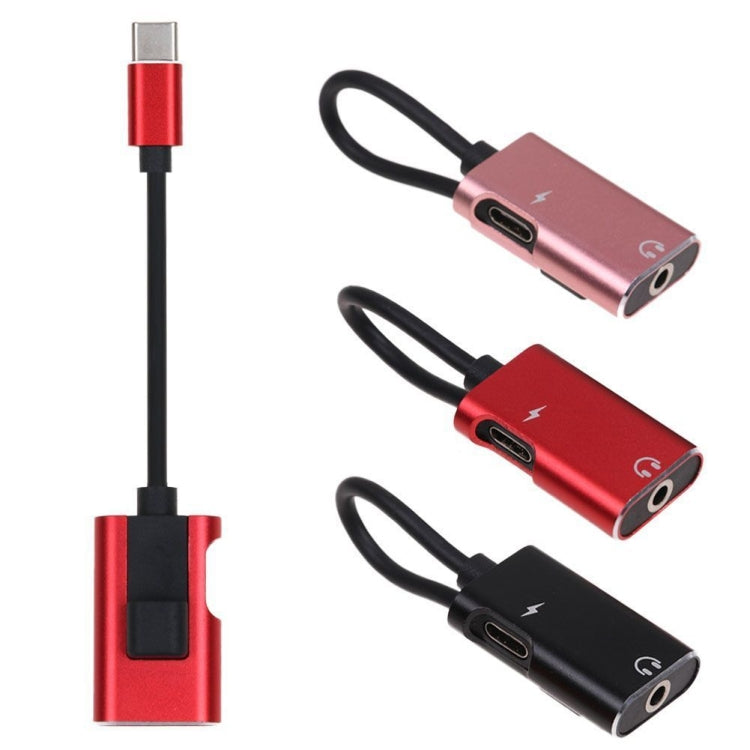 2 in 1 USB-C / Type-C to USB-C / Type-C 3.5mm Jack Audio Adapter Cable(Rose Gold) by buy2fix