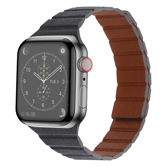 Strong Magnetic Leather Watch Band For Apple Watch Ultra 49mm&Watch Ultra 2 49mm / Series 9&8&7 45mm / SE 3&SE 2&6&SE&5&4 44mm / 3&2&1 42mm(Grey) - Watch Bands by buy2fix | Online Shopping UK | buy2fix