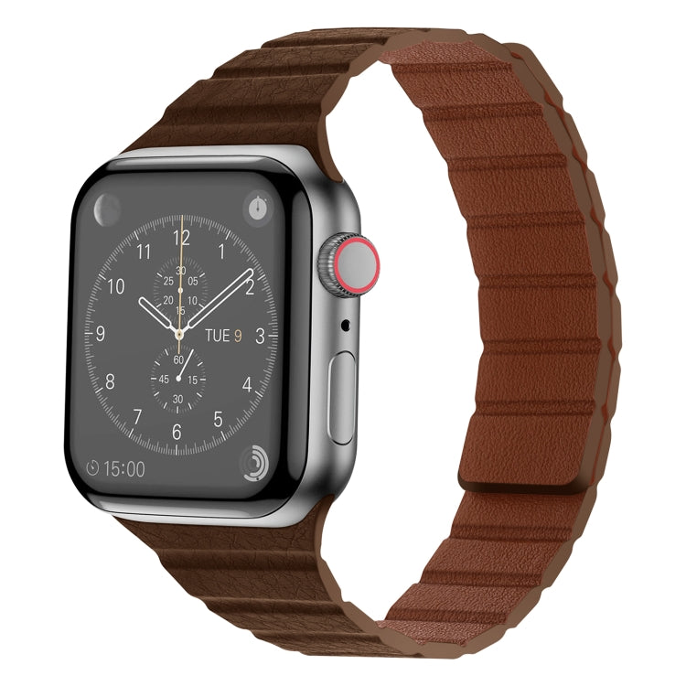 Strong Magnetic Leather Watch Band For Apple Watch Ultra 49mm&Watch Ultra 2 49mm / Series 9&8&7 45mm / SE 3&SE 2&6&SE&5&4 44mm / 3&2&1 42mm(Brown) by buy2fix