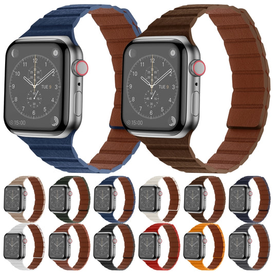 Strong Magnetic Leather Watch Band For Apple Watch Ultra 49mm&Watch Ultra 2 49mm / Series 9&8&7 45mm / SE 3&SE 2&6&SE&5&4 44mm / 3&2&1 42mm(White) - Watch Bands by buy2fix | Online Shopping UK | buy2fix