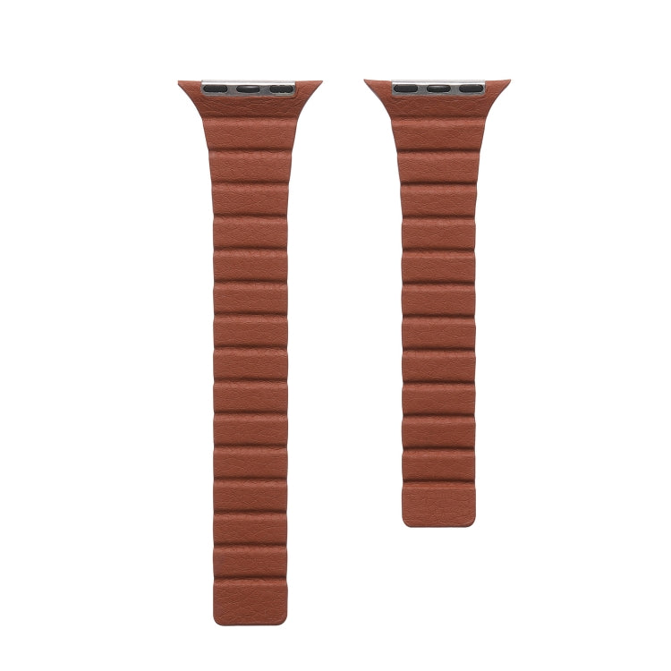 Strong Magnetic Leather Watch Band For Apple Watch Ultra 49mm&Watch Ultra 2 49mm / Series 9&8&7 45mm / SE 3&SE 2&6&SE&5&4 44mm / 3&2&1 42mm(Grey) - Watch Bands by buy2fix | Online Shopping UK | buy2fix