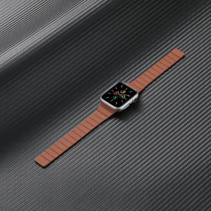 Strong Magnetic Leather Watch Band For Apple Watch Ultra 49mm&Watch Ultra 2 49mm / Series 9&8&7 45mm / SE 3&SE 2&6&SE&5&4 44mm / 3&2&1 42mm(Grey) - Watch Bands by buy2fix | Online Shopping UK | buy2fix