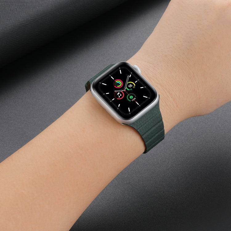 Strong Magnetic Leather Watch Band For Apple Watch Ultra 49mm&Watch Ultra 2 49mm / Series 9&8&7 45mm / SE 3&SE 2&6&SE&5&4 44mm / 3&2&1 42mm(Grey) - Watch Bands by buy2fix | Online Shopping UK | buy2fix