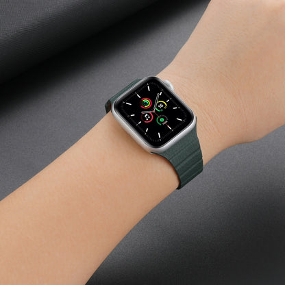 Strong Magnetic Leather Watch Band For Apple Watch Ultra 49mm&Watch Ultra 2 49mm / Series 9&8&7 45mm / SE 3&SE 2&6&SE&5&4 44mm / 3&2&1 42mm(Grey) - Watch Bands by buy2fix | Online Shopping UK | buy2fix