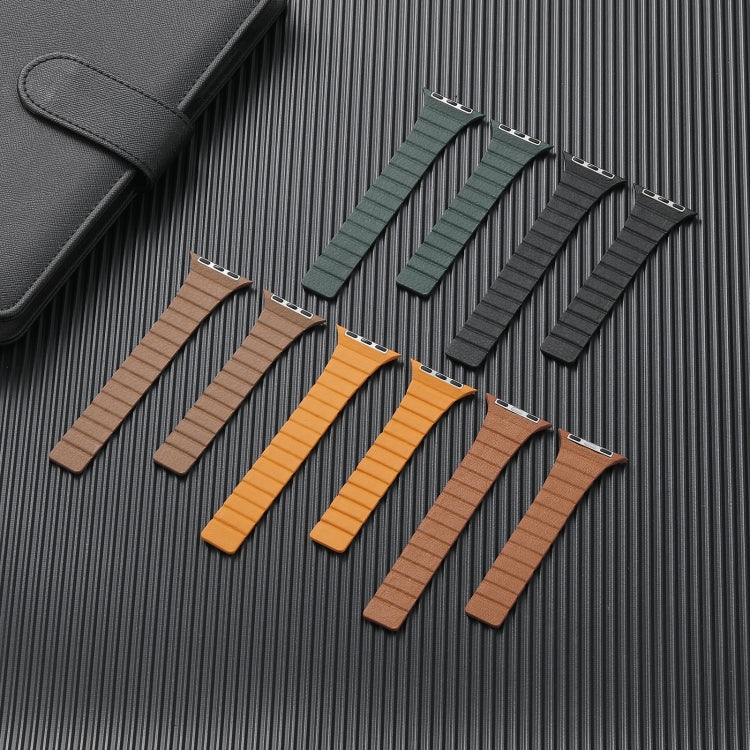 Strong Magnetic Leather Watch Band For Apple Watch Ultra 49mm&Watch Ultra 2 49mm / Series 9&8&7 45mm / SE 3&SE 2&6&SE&5&4 44mm / 3&2&1 42mm(Grey) - Watch Bands by buy2fix | Online Shopping UK | buy2fix