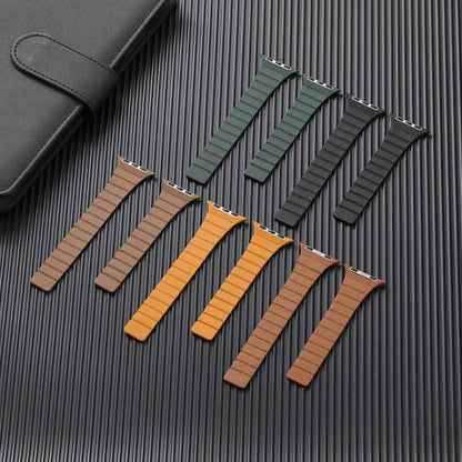 Strong Magnetic Leather Watch Band For Apple Watch Ultra 49mm&Watch Ultra 2 49mm / Series 9&8&7 45mm / SE 3&SE 2&6&SE&5&4 44mm / 3&2&1 42mm(Grey) - Watch Bands by buy2fix | Online Shopping UK | buy2fix