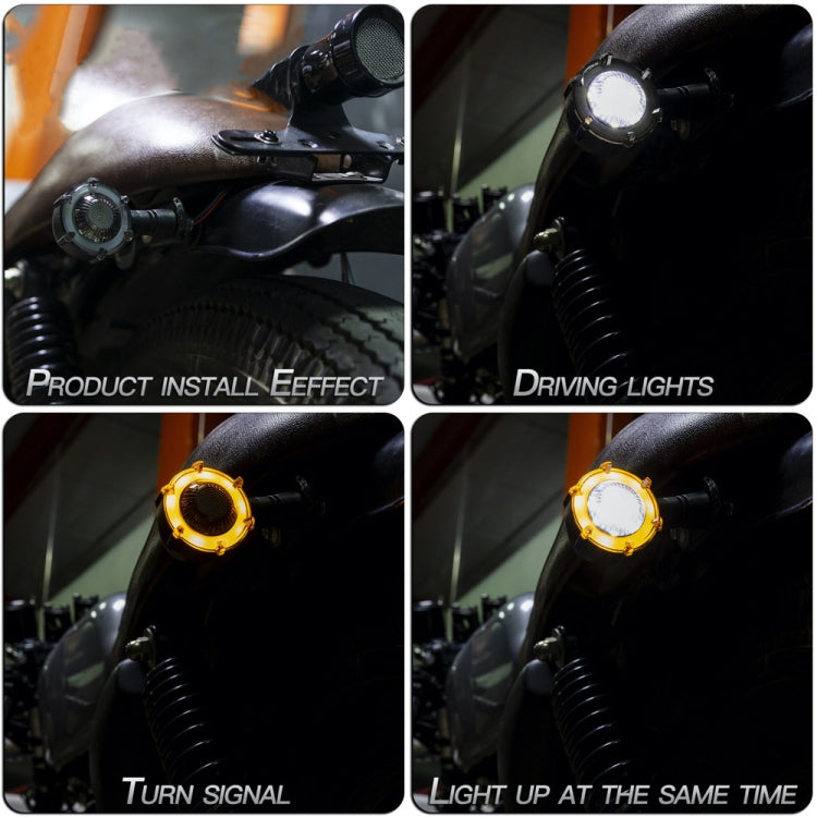 2 PCS PE-ZSD-174 Motorcycle Flashing Rotation Mode LED Two-color Modified Round Turn Signal Light(Yellow + White Light) - Grips by buy2fix | Online Shopping UK | buy2fix