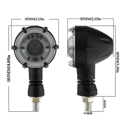 2 PCS PE-ZSD-174 Motorcycle Flashing Rotation Mode LED Two-color Modified Round Turn Signal Light(Yellow + White Light) - Grips by buy2fix | Online Shopping UK | buy2fix