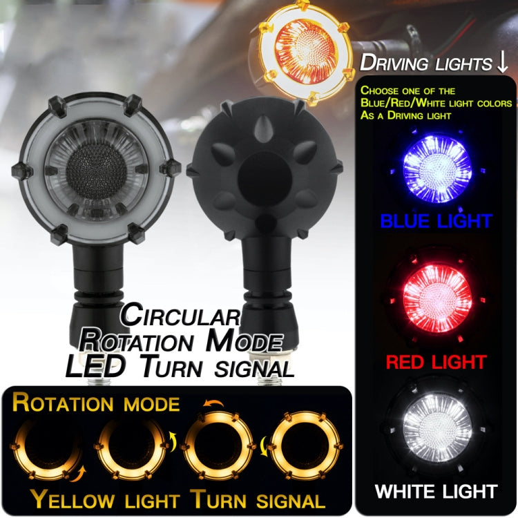 2 PCS PE-ZSD-174 Motorcycle Flashing Rotation Mode LED Two-color Modified Round Turn Signal Light(Yellow + White Light) - Grips by buy2fix | Online Shopping UK | buy2fix