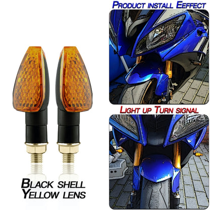 2 PCS KC025 Motorcycle 14LED Turn Signal Light(Black Shell + Yellow Lens) - Turn Signal by buy2fix | Online Shopping UK | buy2fix