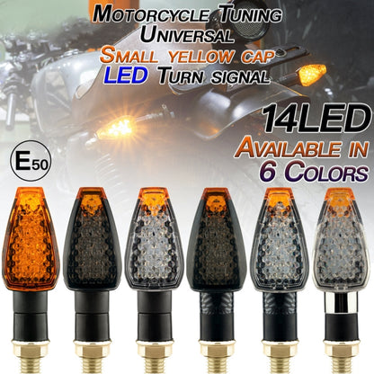 2 PCS KC025 Motorcycle 14LED Turn Signal Light(Black Shell + Yellow Lens) - Turn Signal by buy2fix | Online Shopping UK | buy2fix