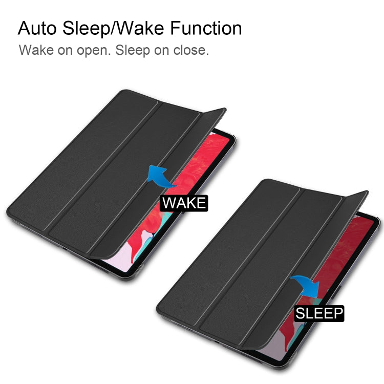 For iPad Pro 11 inch 2020 Custer Texture Smart PU Leather Tablet Case with Sleep / Wake-up Function & 3-Fold Holder(Black) - iPad Pro 11 (2020) Cases by buy2fix | Online Shopping UK | buy2fix