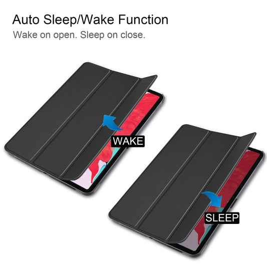 For iPad Pro 11 inch 2020 Custer Texture Smart PU Leather Tablet Case with Sleep / Wake-up Function & 3-Fold Holder(Black) - iPad Pro 11 (2020) Cases by buy2fix | Online Shopping UK | buy2fix