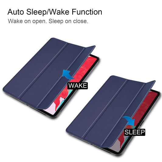 For iPad Pro 11 inch 2020 Custer Texture Smart PU Leather Tablet Case with Sleep / Wake-up Function & 3-Fold Holder(Blue) - iPad Pro 11 (2020) Cases by buy2fix | Online Shopping UK | buy2fix