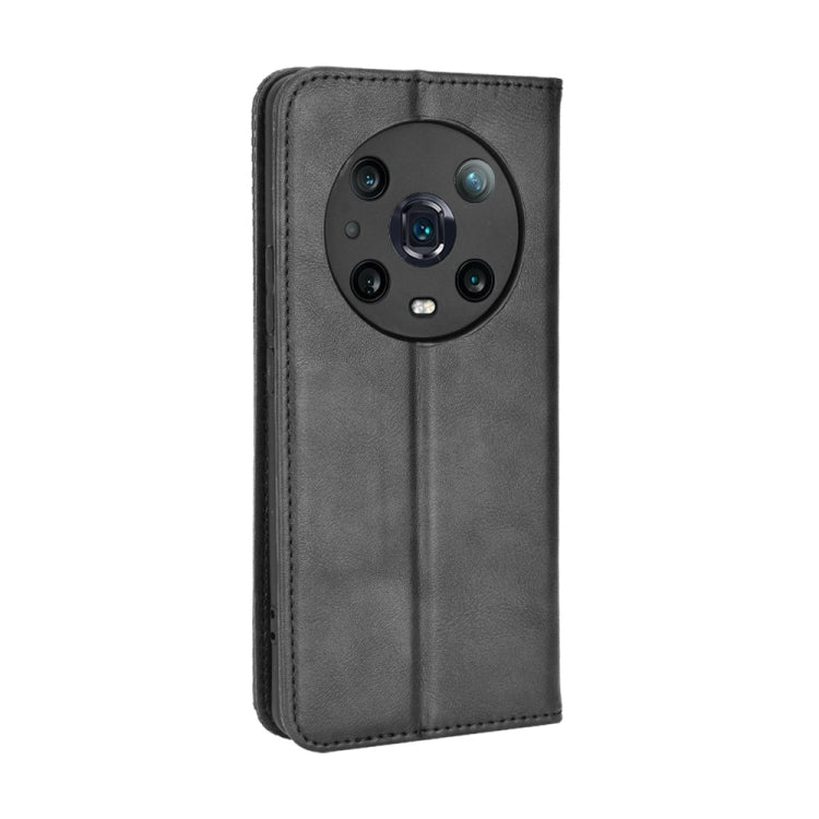 For Honor Magic4 Pro Magnetic Buckle Retro Crazy Horse Leather Phone Case(Black) by buy2fix