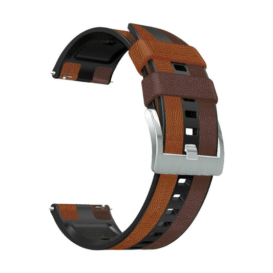 For Huawei Watch GT 3 Pro 22mm Silicone + Leather Tri-color Watch Band(Brown Black) by buy2fix